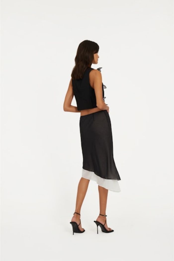 Rotate, Two Layer Chiffon Skirt, Black